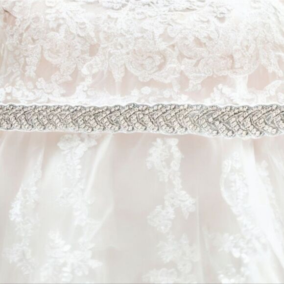 Rhinestone Beaded Bridal Belt Bride Wedding Gown Dress Sash White Long Plus NWT - Picture 3 of 11